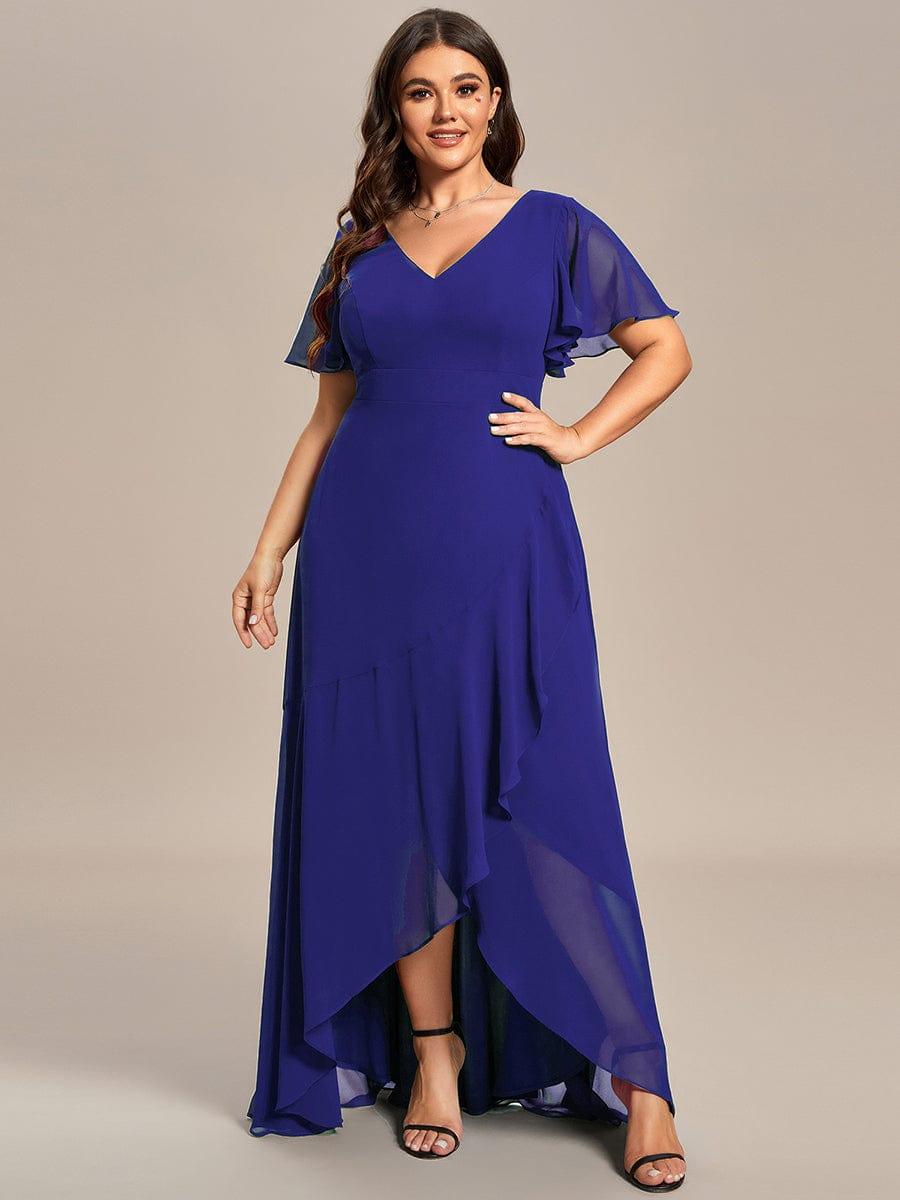 Glitzerndes A-Linien-Abendkleid mit Empire-Taille und langen Laternen?rmeln #farbe_Saphirblau