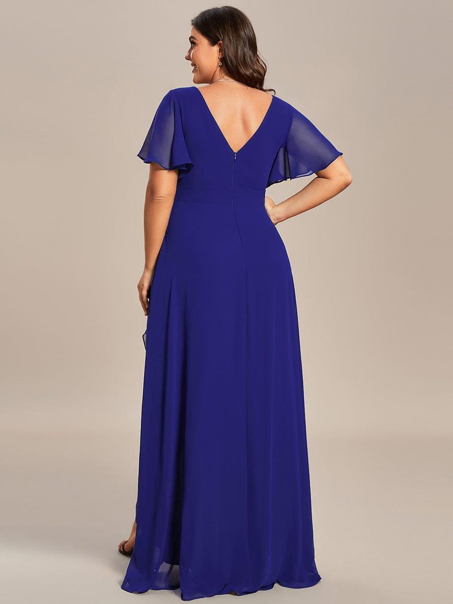 Glitzerndes A-Linien-Abendkleid mit Empire-Taille und langen Laternen?rmeln #farbe_Saphirblau