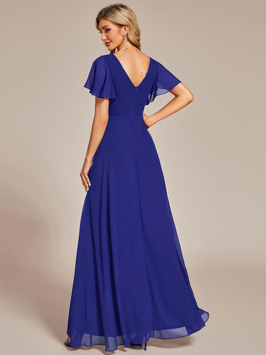 Glitzerndes A-Linien-Abendkleid mit Empire-Taille und langen Laternen?rmeln #farbe_Saphirblau