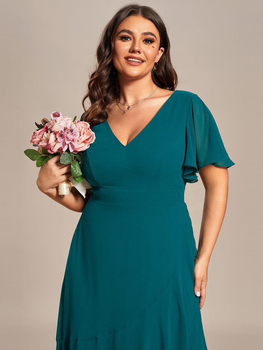 Glitzerndes A-Linien-Abendkleid mit Empire-Taille und langen Laternen?rmeln #farbe_Teal