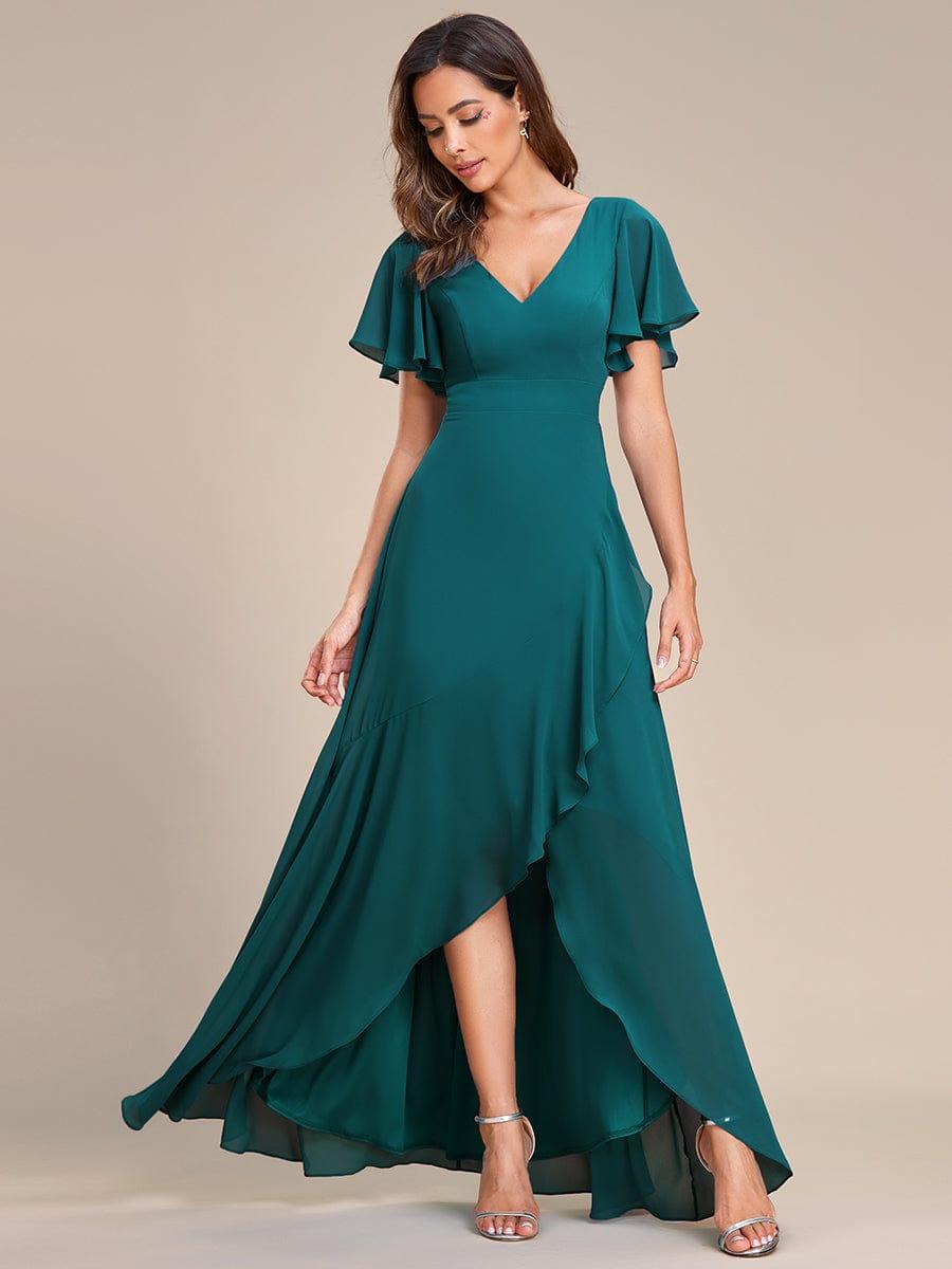 Glitzerndes A-Linien-Abendkleid mit Empire-Taille und langen Laternen?rmeln #farbe_Teal