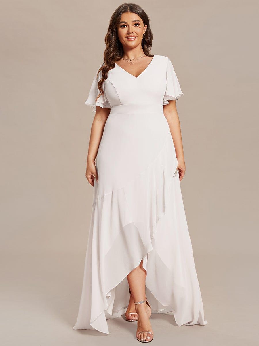 Funkelndes Abendkleid in A-Linie mit Empire-Taille und langen ?rmeln #farbe_Weiss
