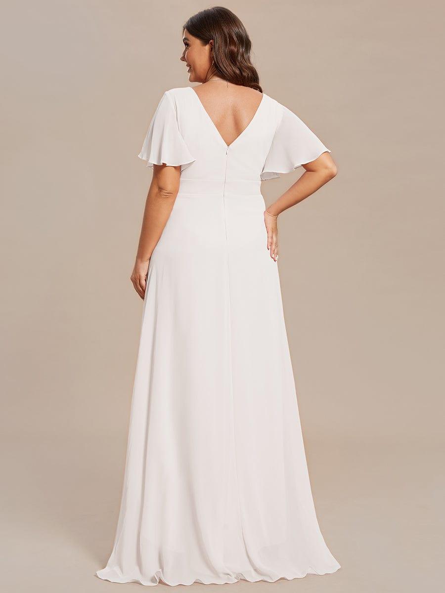 Funkelndes Abendkleid in A-Linie mit Empire-Taille und langen ?rmeln #farbe_Weiss