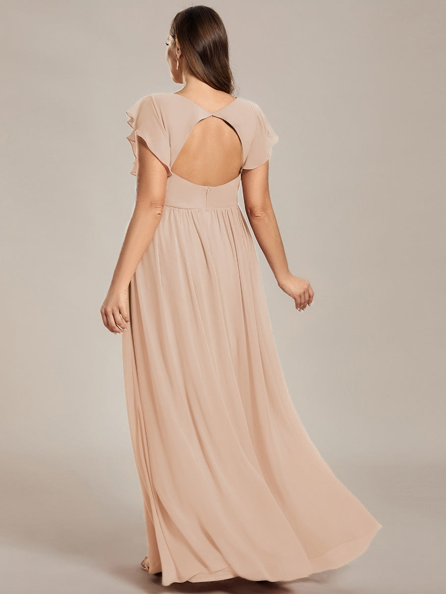 Funkelndes Abendkleid in A-Linie mit Empire-Taille und langen ?rmeln #Farbe_Blush-Rosa