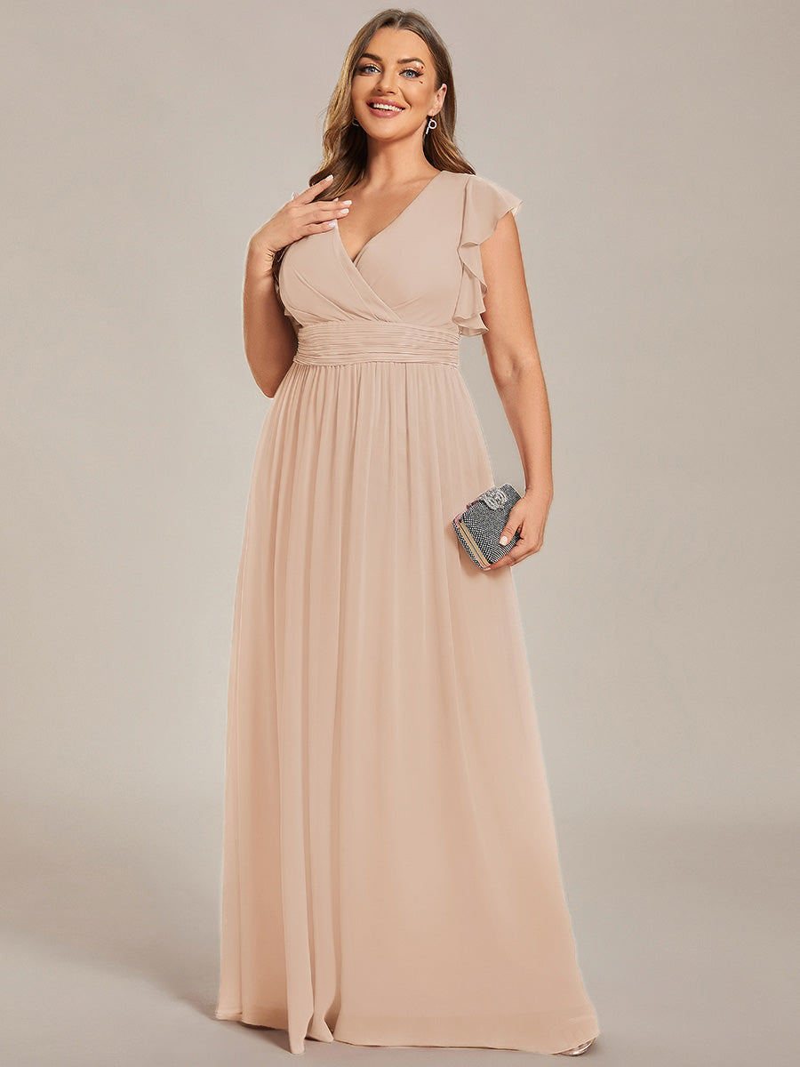Funkelndes Abendkleid in A-Linie mit Empire-Taille und langen ?rmeln #Farbe_Blush-Rosa