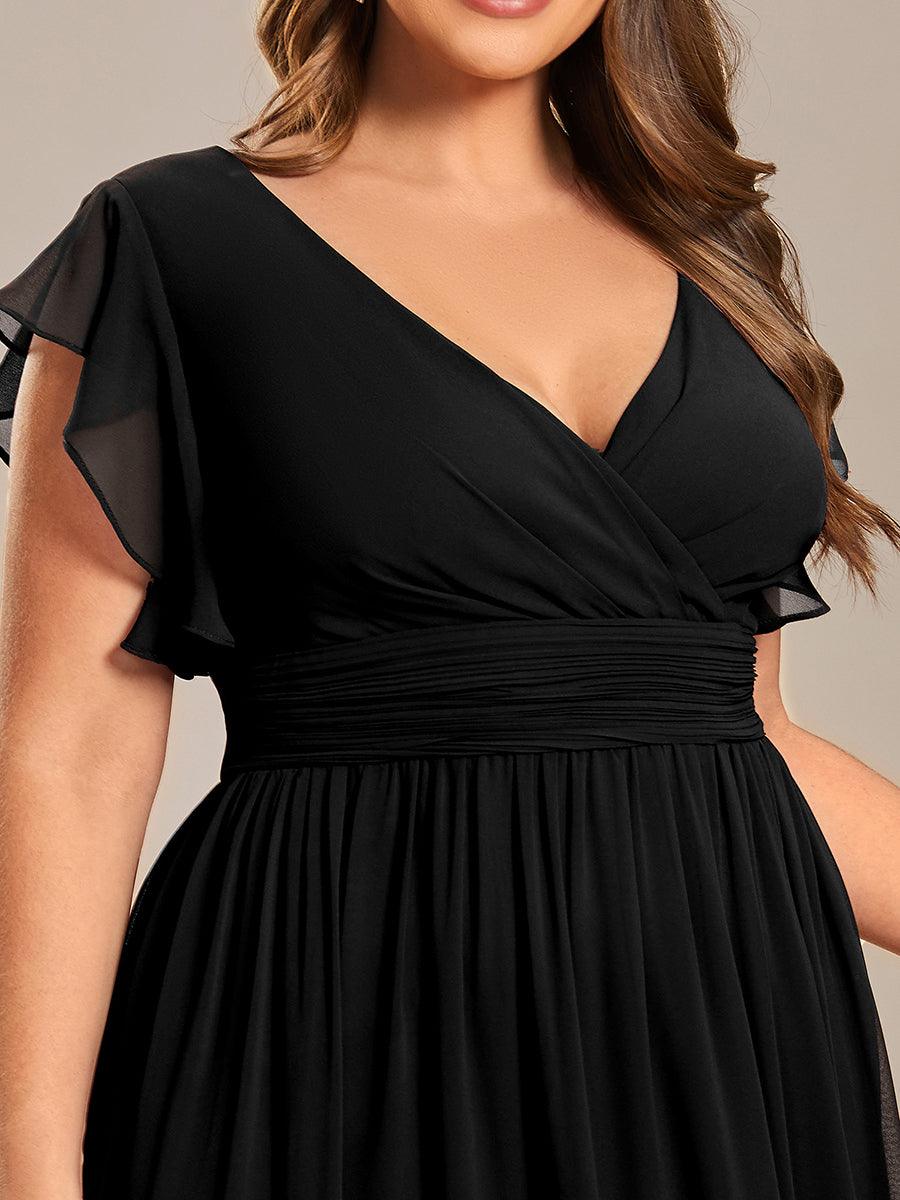 Funkelndes Abendkleid in A-Linie mit Empire-Taille und langen ?rmeln #farbe_Schwarz