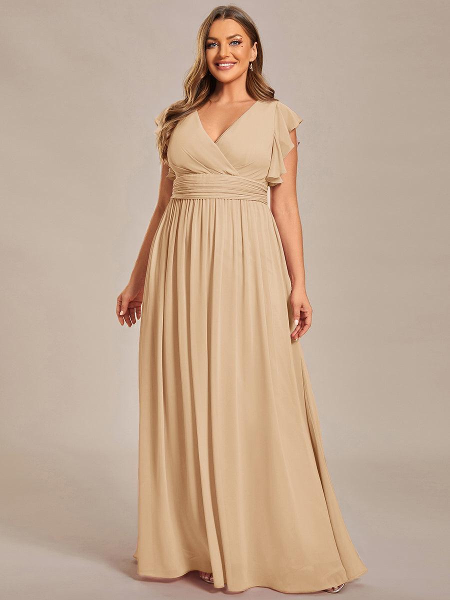 Glitzerndes A-Linien-Abendkleid mit Empire-Taille und langen Laternen?rmeln #farbe_Champagner