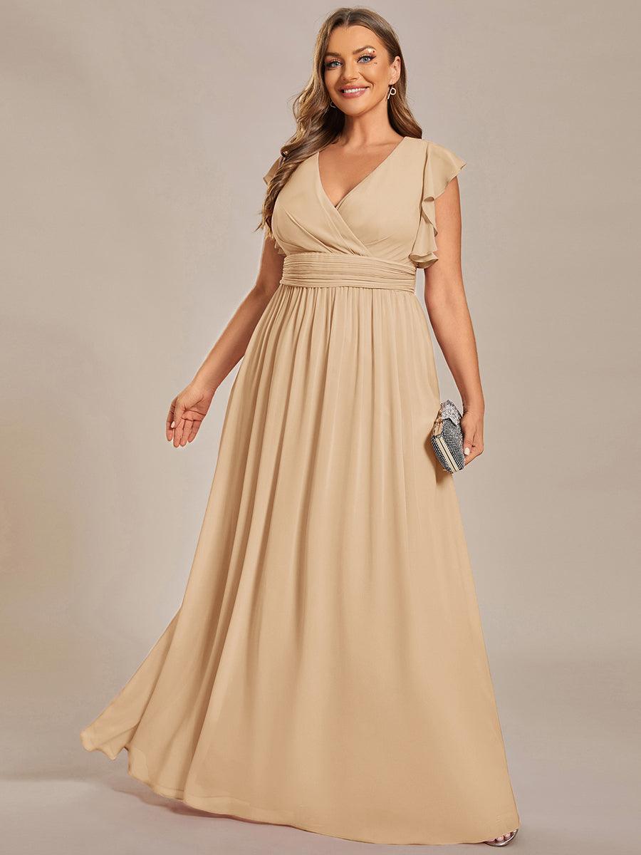 Glitzerndes A-Linien-Abendkleid mit Empire-Taille und langen Laternen?rmeln #farbe_Champagner