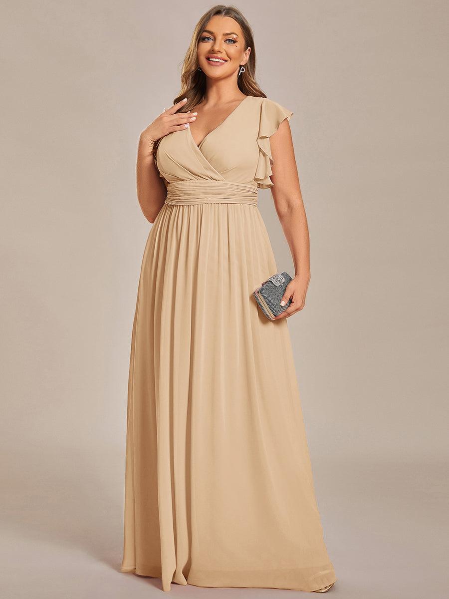 Glitzerndes A-Linien-Abendkleid mit Empire-Taille und langen Laternen?rmeln #farbe_Champagner