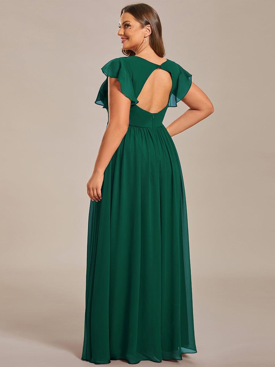 Funkelndes Abendkleid in A-Linie mit Empire-Taille und langen ?rmeln #farbe_Dunkel Gruen