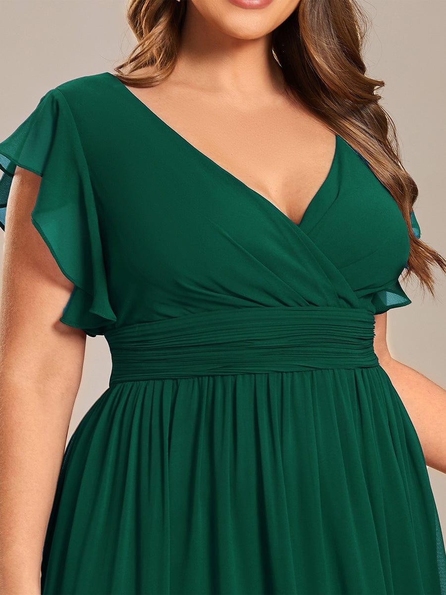 Funkelndes Abendkleid in A-Linie mit Empire-Taille und langen ?rmeln #farbe_Dunkel Gruen