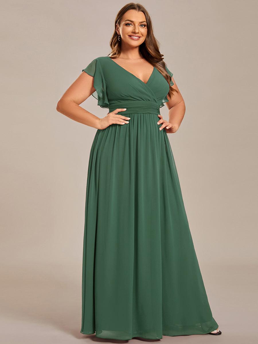 Glitzerndes A-Linien-Abendkleid mit Empire-Taille und langen Laternen?rmeln #farbe_Eukalyptus Grün