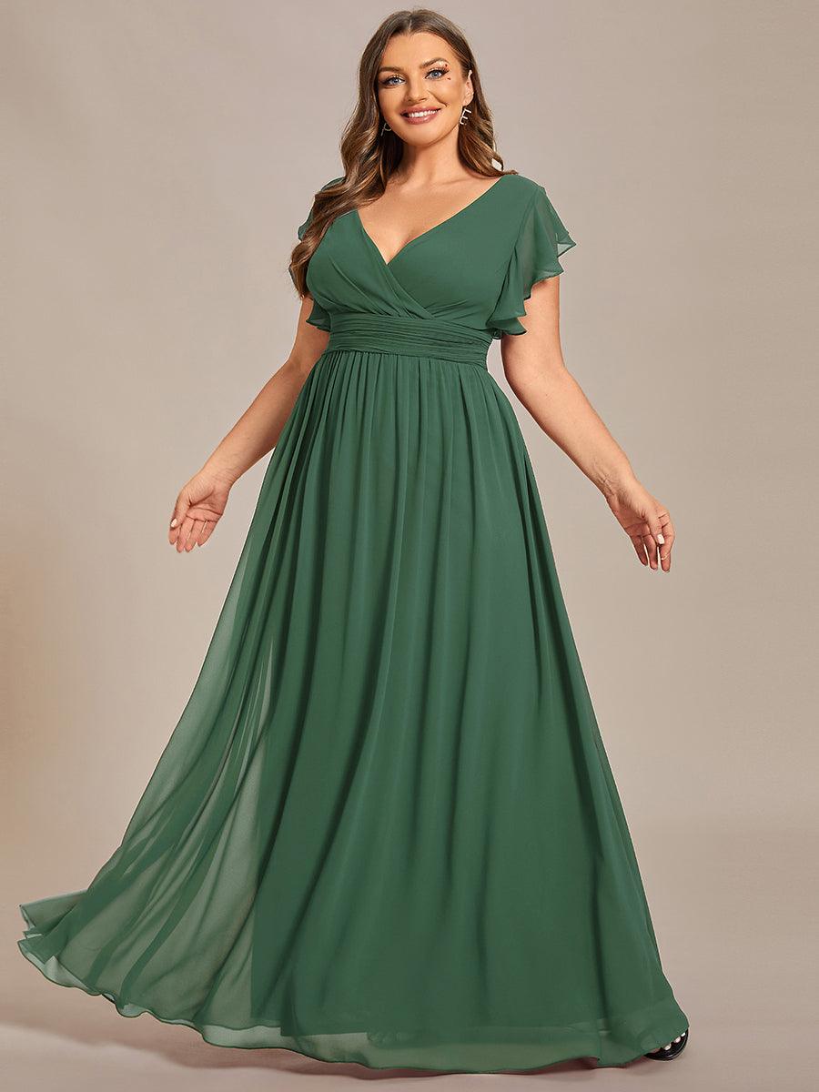 Glitzerndes A-Linien-Abendkleid mit Empire-Taille und langen Laternen?rmeln #farbe_Eukalyptus Grün