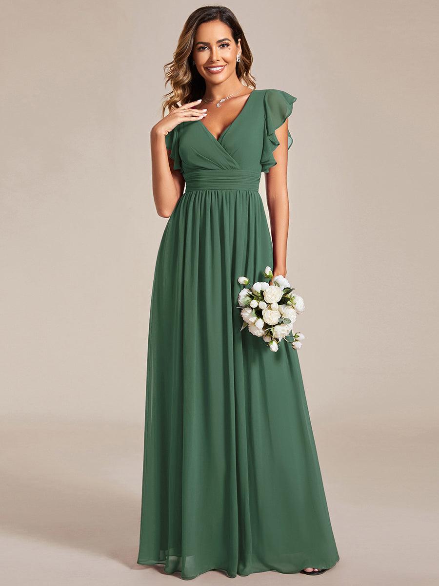 Glitzerndes A-Linien-Abendkleid mit Empire-Taille und langen Laternen?rmeln #farbe_Eukalyptus Grün