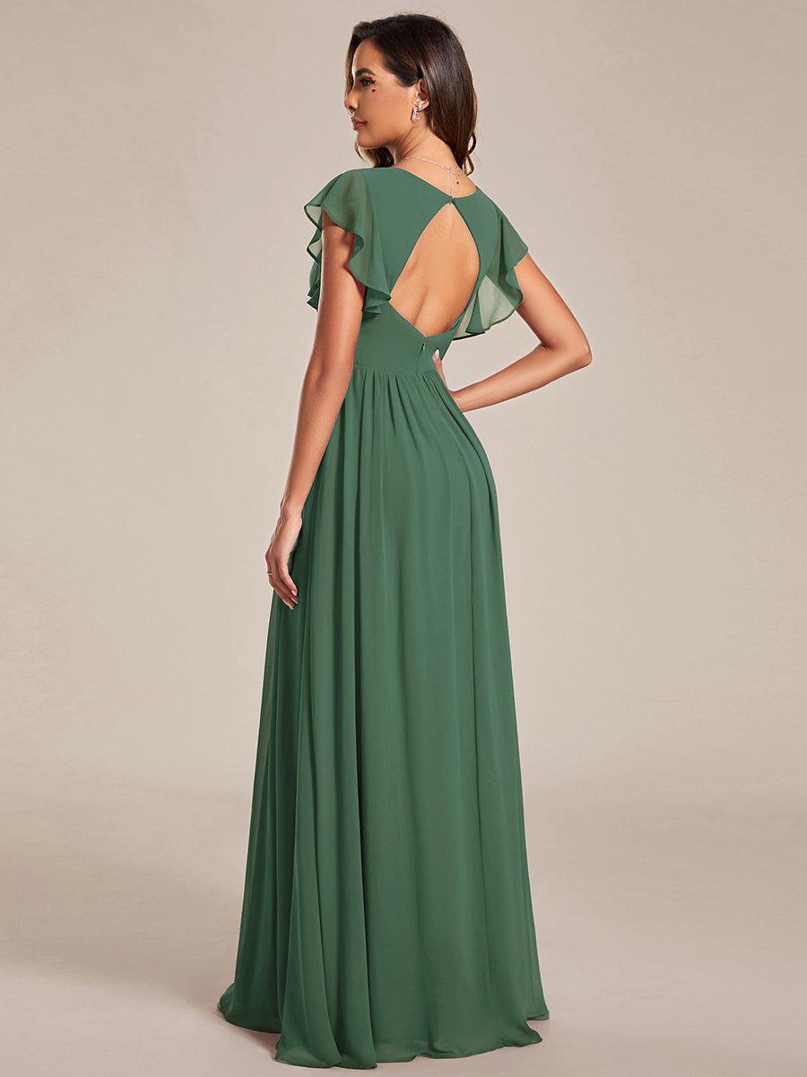 Glitzerndes A-Linien-Abendkleid mit Empire-Taille und langen Laternen?rmeln #farbe_Eukalyptus Grün