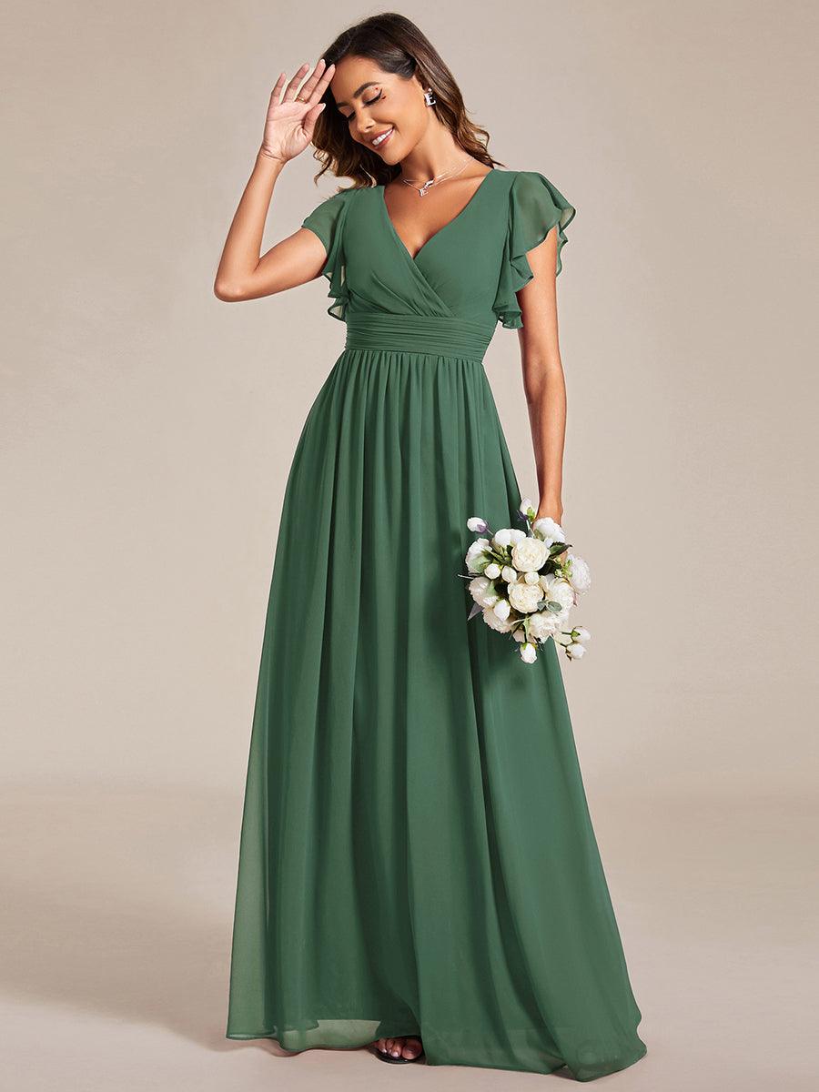 Glitzerndes A-Linien-Abendkleid mit Empire-Taille und langen Laternen?rmeln #farbe_Eukalyptus Grün