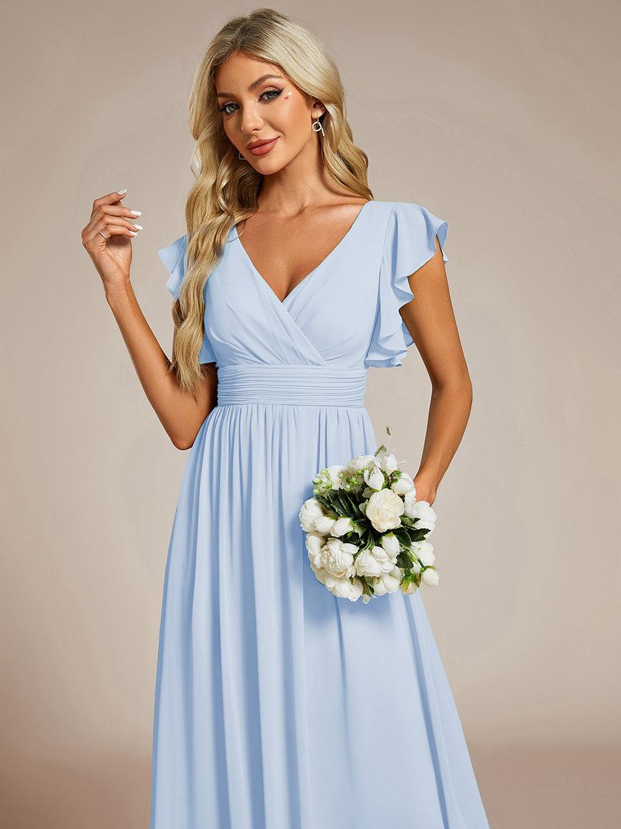 Glitzerndes A-Linien-Abendkleid mit Empire-Taille und langen Laternen?rmeln #farbe_Ice Blau