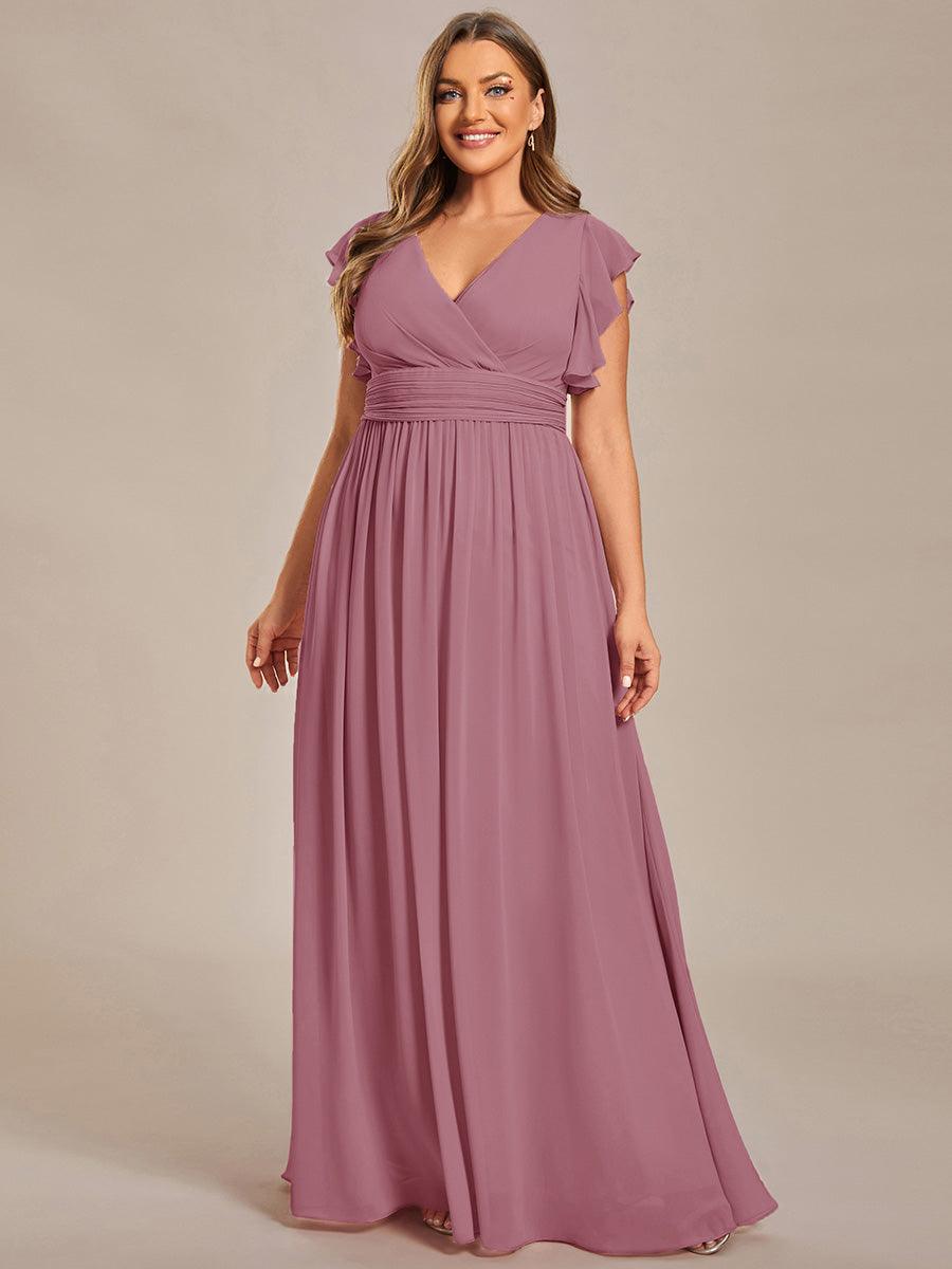 Glitzerndes A-Linien-Abendkleid mit Empire-Taille und langen Laternen?rmeln #farbe_Orchid