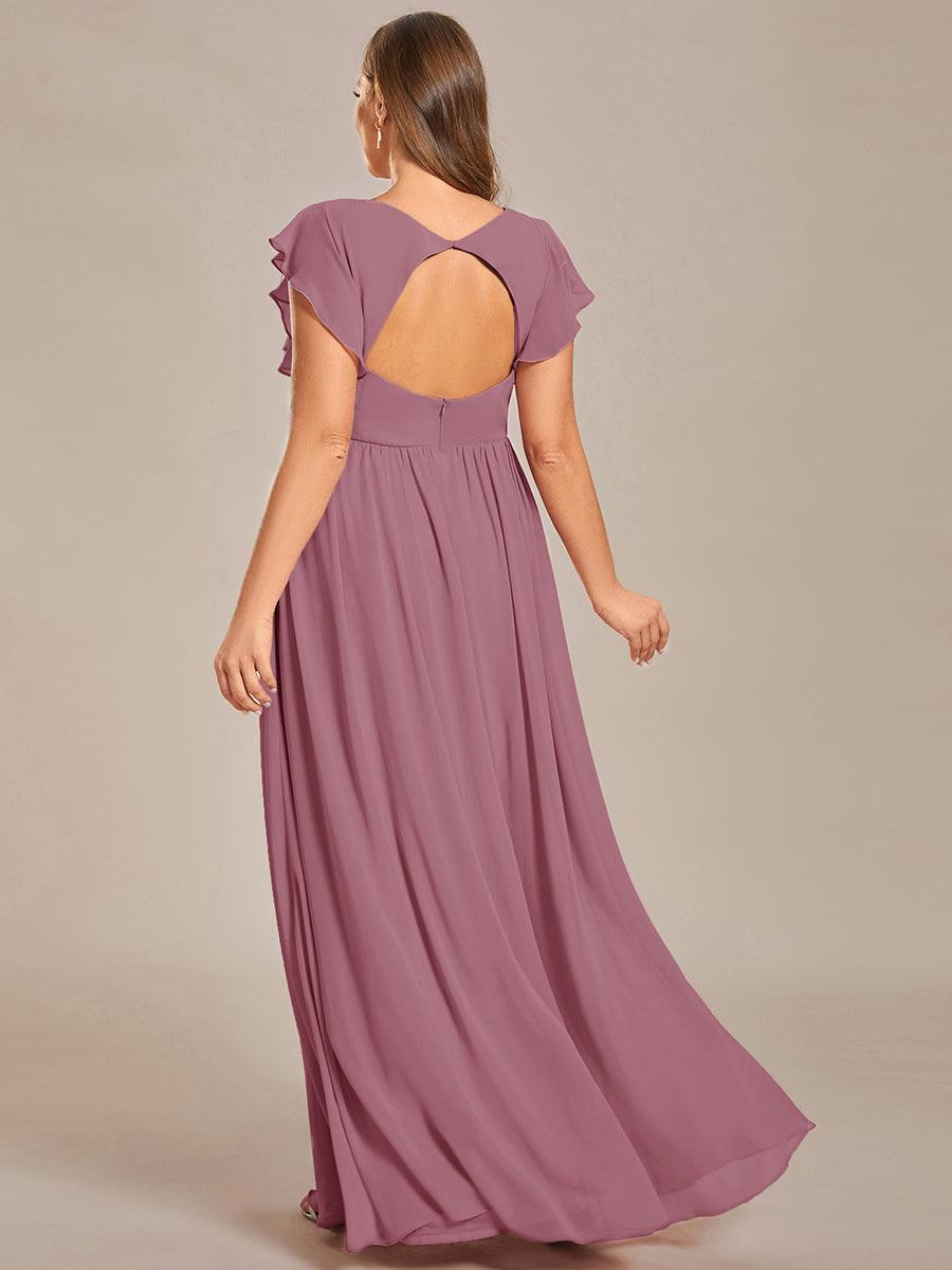 Glitzerndes A-Linien-Abendkleid mit Empire-Taille und langen Laternen?rmeln #farbe_Orchid