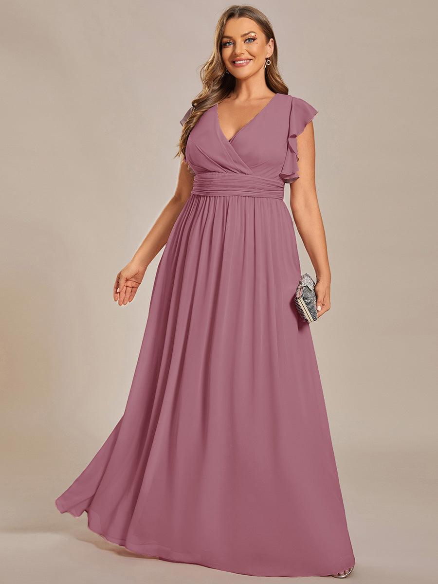 Glitzerndes A-Linien-Abendkleid mit Empire-Taille und langen Laternen?rmeln #farbe_Orchid