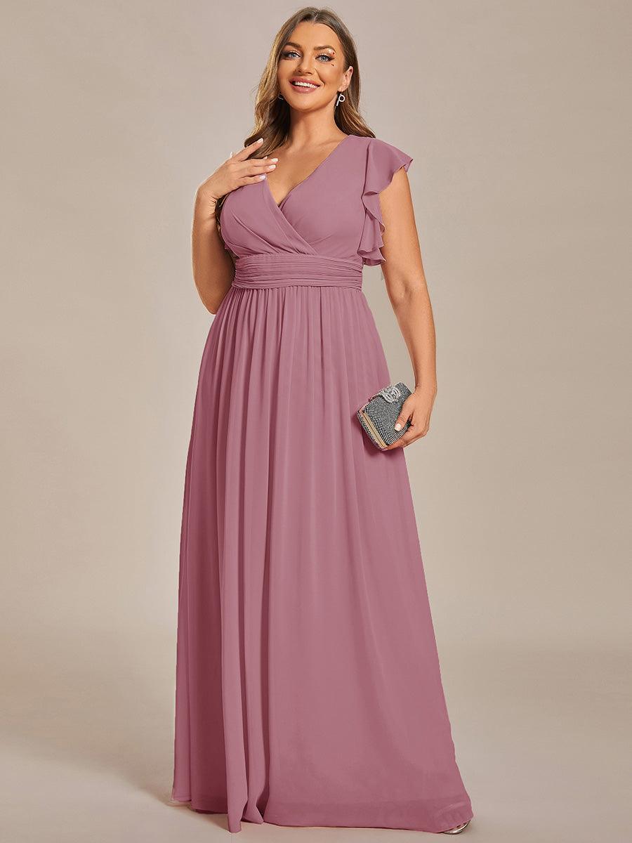 Glitzerndes A-Linien-Abendkleid mit Empire-Taille und langen Laternen?rmeln #farbe_Orchid