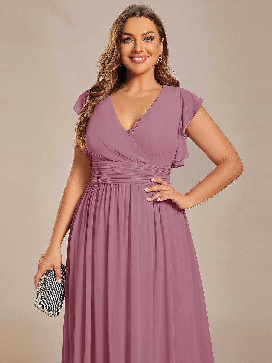 Glitzerndes A-Linien-Abendkleid mit Empire-Taille und langen Laternen?rmeln #farbe_Orchid