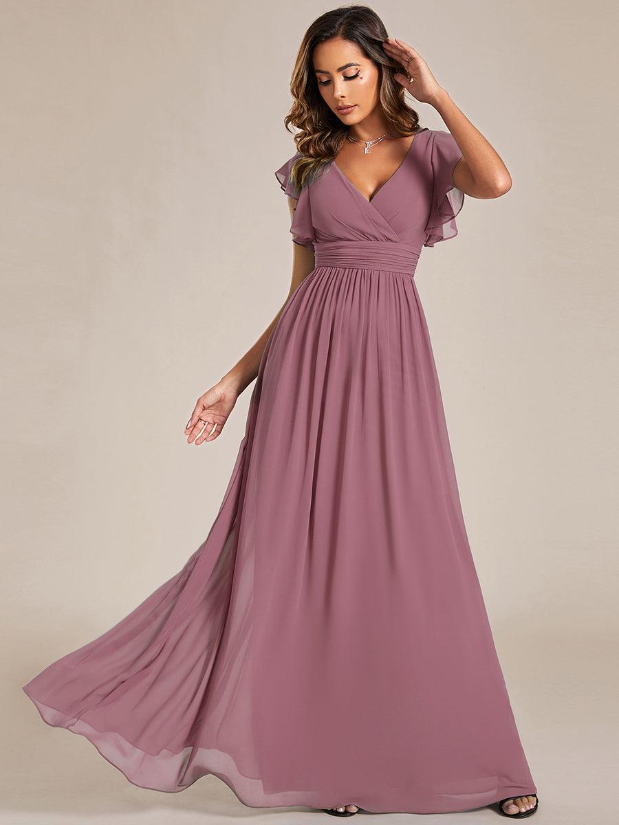 Glitzerndes A-Linien-Abendkleid mit Empire-Taille und langen Laternen?rmeln #farbe_Orchid