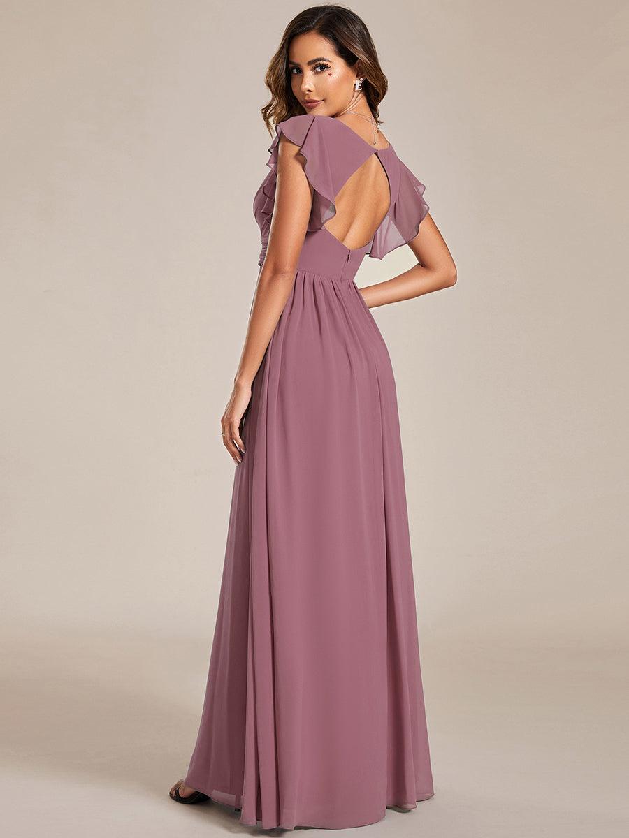 Glitzerndes A-Linien-Abendkleid mit Empire-Taille und langen Laternen?rmeln #farbe_Orchid