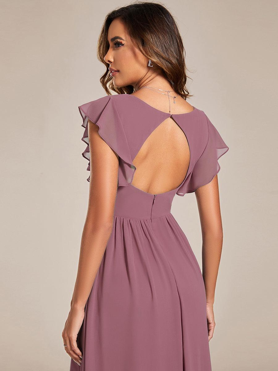 Glitzerndes A-Linien-Abendkleid mit Empire-Taille und langen Laternen?rmeln #farbe_Orchid