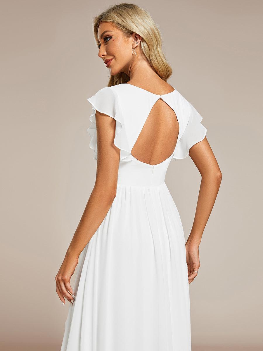 Funkelndes Abendkleid in A-Linie mit Empire-Taille und langen ?rmeln #farbe_Weiss