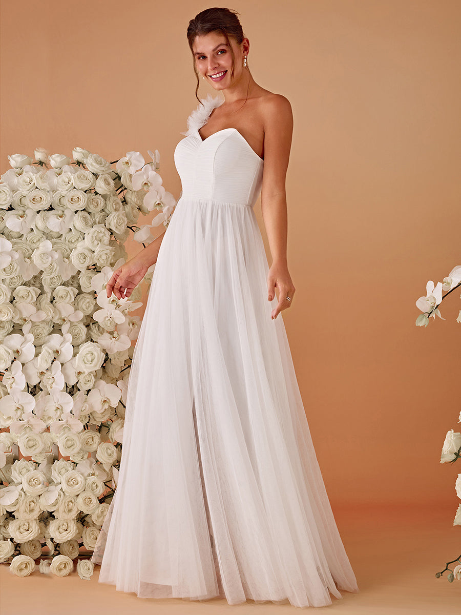 Funkelndes Abendkleid in A-Linie mit Empire-Taille und langen ?rmeln #farbe_Weiß