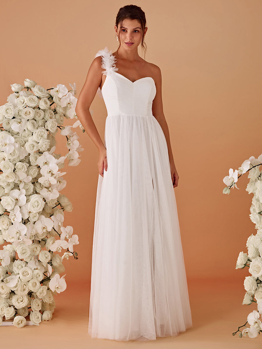 Funkelndes Abendkleid in A-Linie mit Empire-Taille und langen ?rmeln #farbe_Weiß