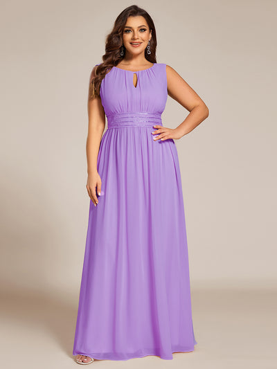 Bodenlanger A-Linien Chiffon Kleid Mit Rundhalsausschnitt Und Bestickten Details #Farbe_Lavendel