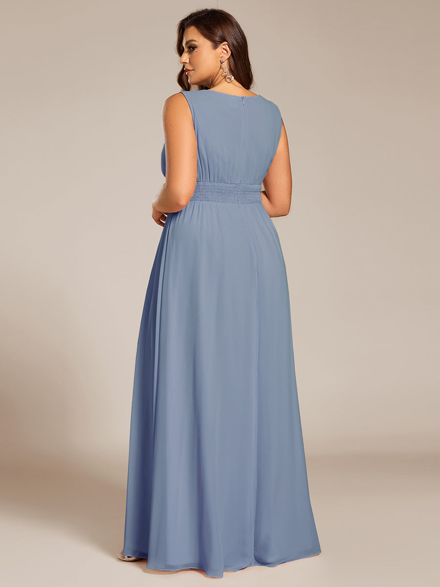 Bodenlanger A-Linien Chiffon Kleid Mit Rundhalsausschnitt Und Bestickten Details #Farbe_SL