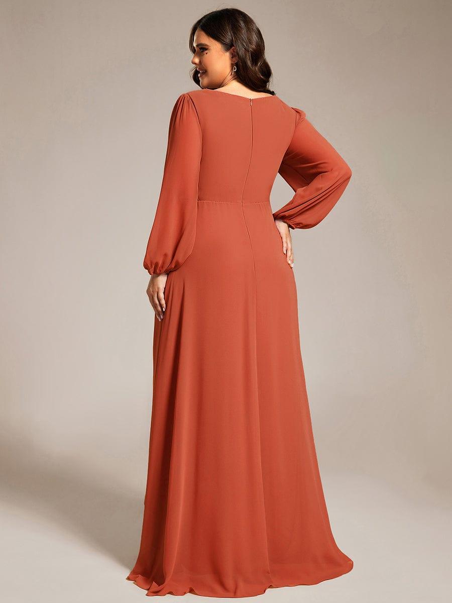 Robe d'invit¨¦ de mariage trap¨¨ze en mousseline fluide ¨¤ encolure ronde et longueur au genou #farbe_Gebrannte Orange
