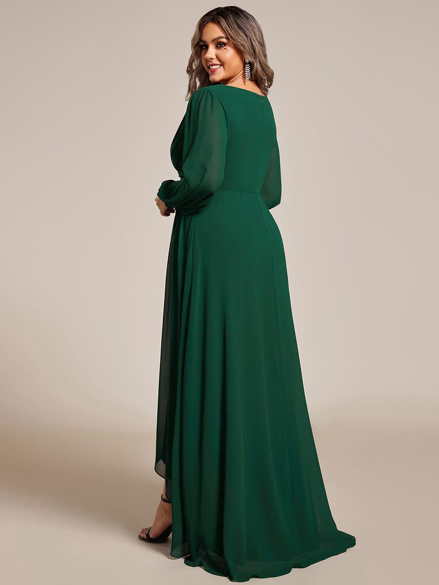 Robe d'invit¨¦ de mariage trap¨¨ze en mousseline fluide ¨¤ encolure ronde et longueur au genou #farbe_Dunkel Gruen