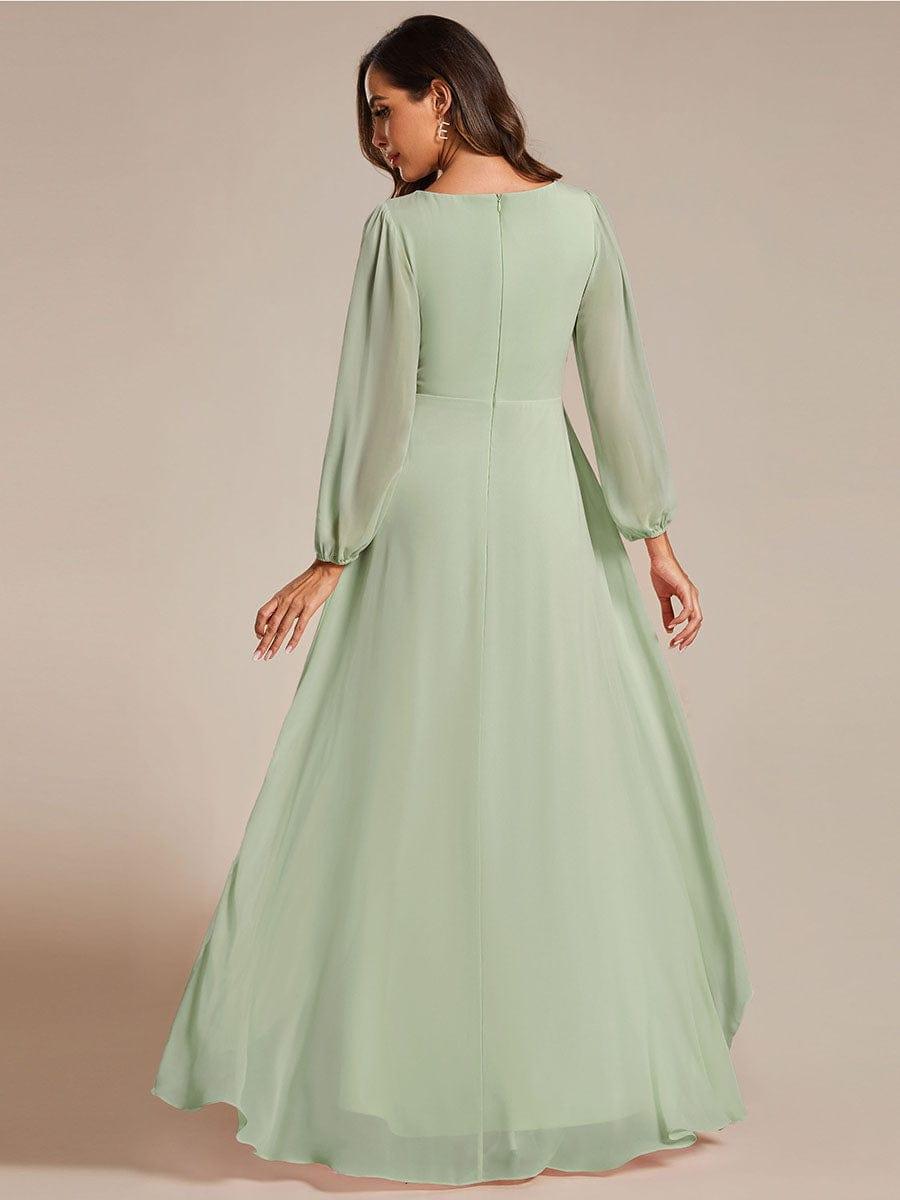 Robe d'invit¨¦ de mariage trap¨¨ze en mousseline fluide ¨¤ encolure ronde et longueur au genou #farbe_Mint Gruen
