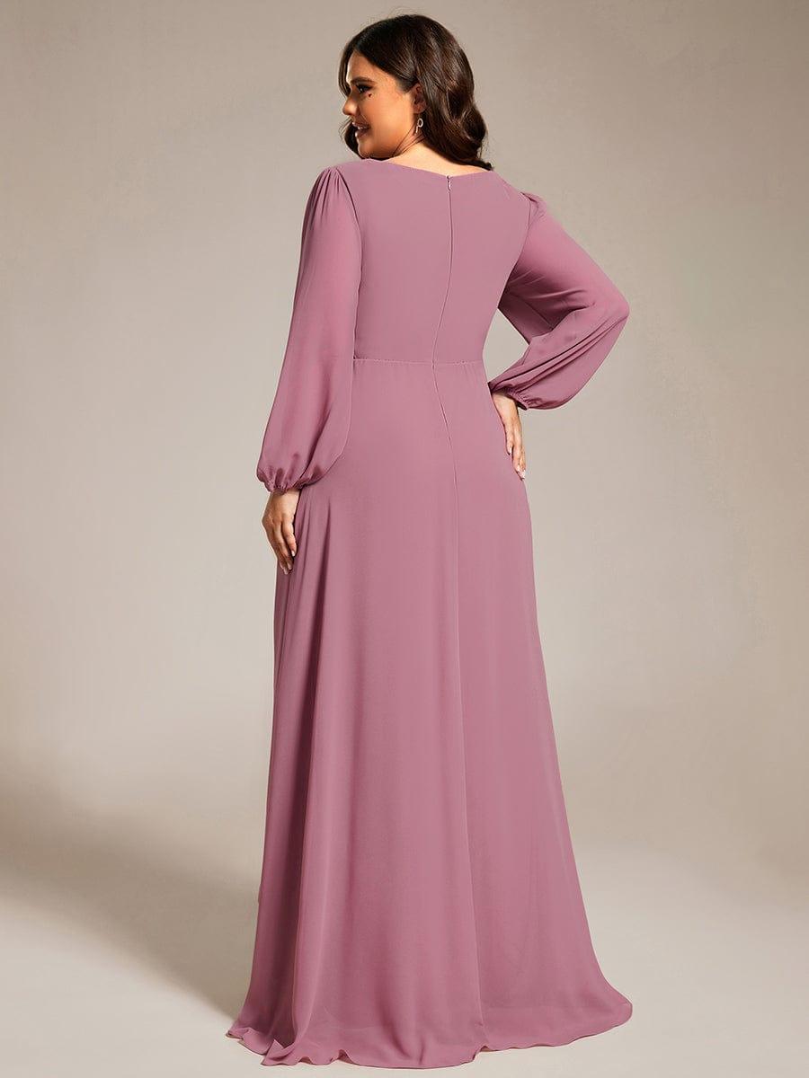 Robe d'invit¨¦ de mariage trap¨¨ze en mousseline fluide ¨¤ encolure ronde et longueur au genou #farbe_Orchid
