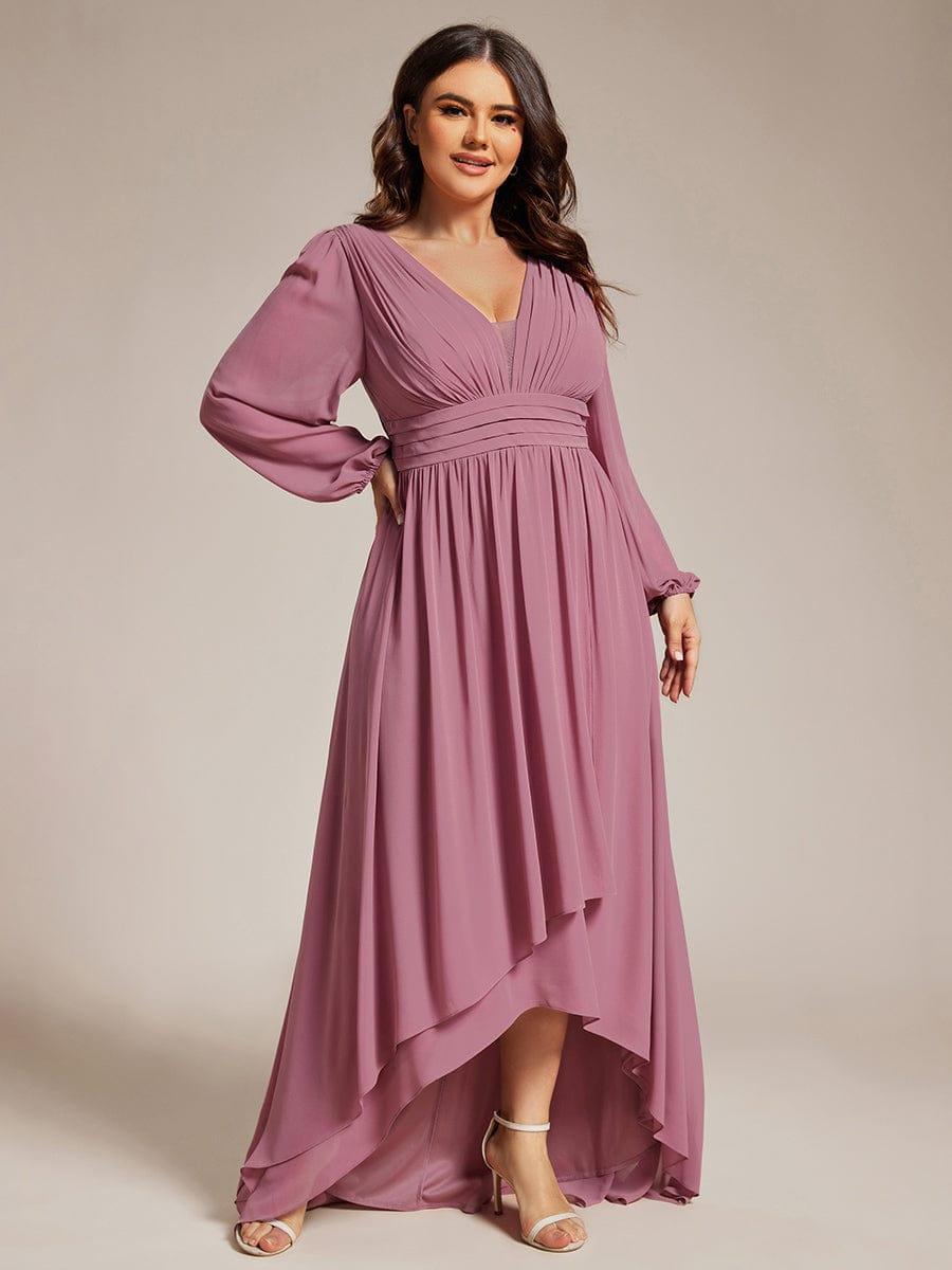 Robe d'invit¨¦ de mariage trap¨¨ze en mousseline fluide ¨¤ encolure ronde et longueur au genou #farbe_Orchid