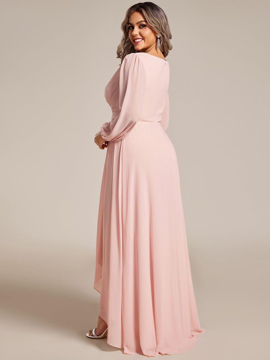 Robe d'invit¨¦ de mariage trap¨¨ze en mousseline fluide ¨¤ encolure ronde et longueur au genou #farbe_Rosa