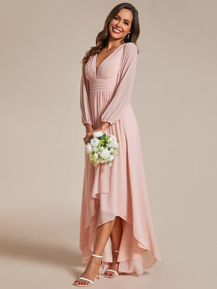Robe d'invit¨¦ de mariage trap¨¨ze en mousseline fluide ¨¤ encolure ronde et longueur au genou #farbe_Rosa