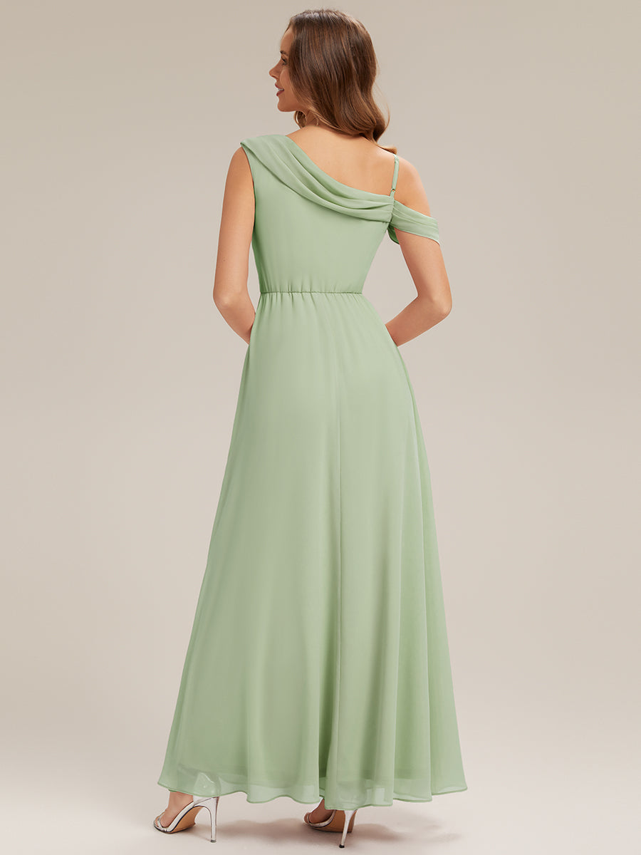 Maxi Asymmetrisches A-Linien Chiffon Kleid Mit Schlitz Detail #Farbe_Mintgrün