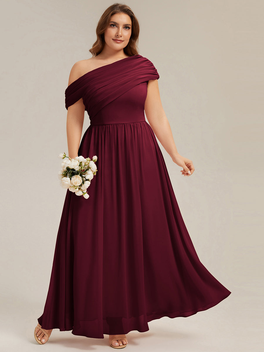 Maxilänge Asymmetrisches A-Linien Chiffon Kleid Mit Raffiniertem Design Für Elegante Anlässe #Farbe_Burgunderrot