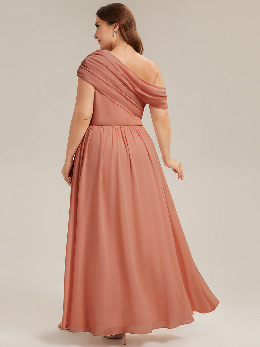 Maxilänge Asymmetrisches A-Linien Chiffon Kleid Mit Raffiniertem Design Für Elegante Anlässe #Farbe_Korallenpink