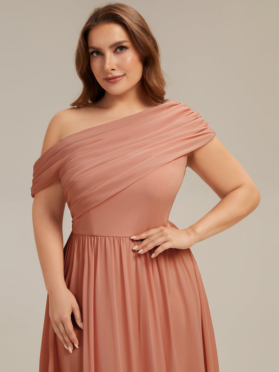 Maxilänge Asymmetrisches A-Linien Chiffon Kleid Mit Raffiniertem Design Für Elegante Anlässe #Farbe_Korallenpink