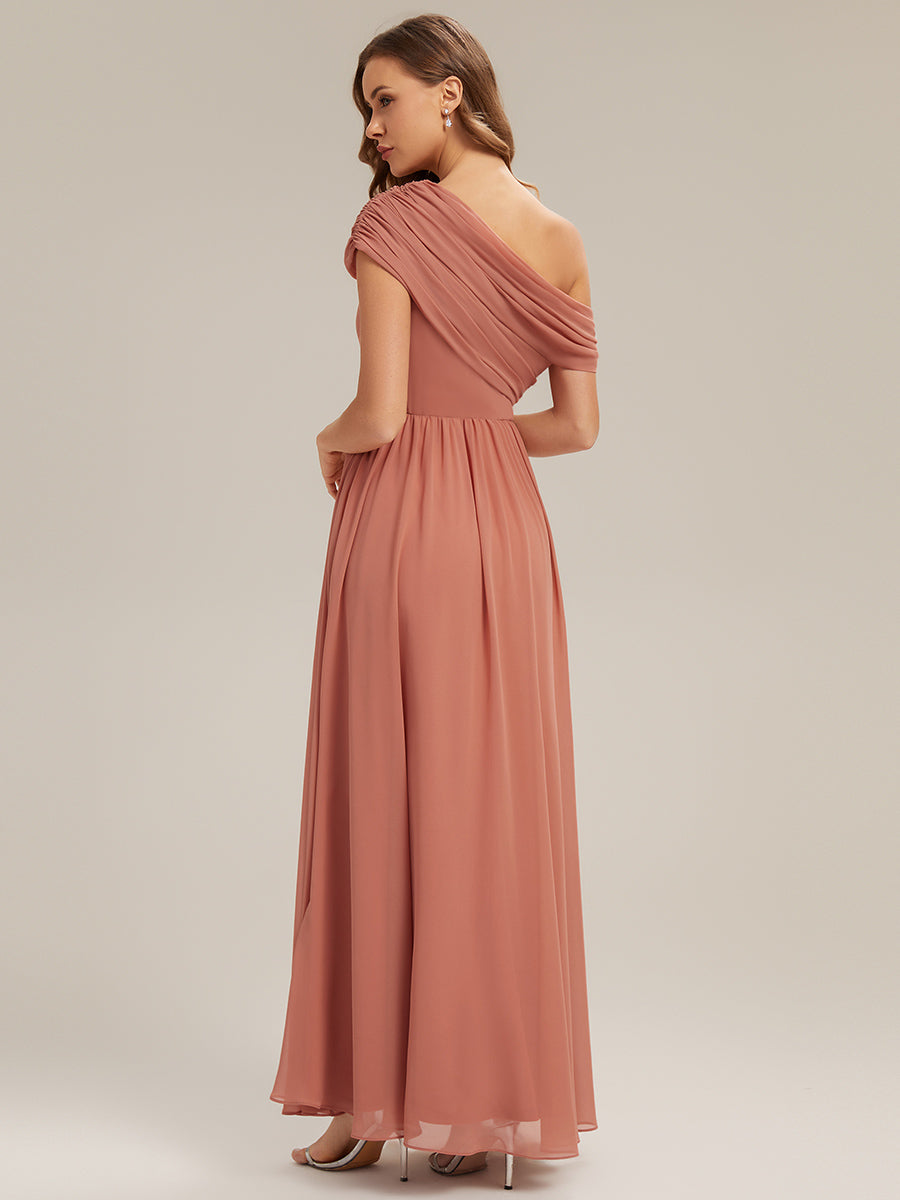 Maxilänge Asymmetrisches A-Linien Chiffon Kleid Mit Raffiniertem Design Für Elegante Anlässe #Farbe_Korallenpink