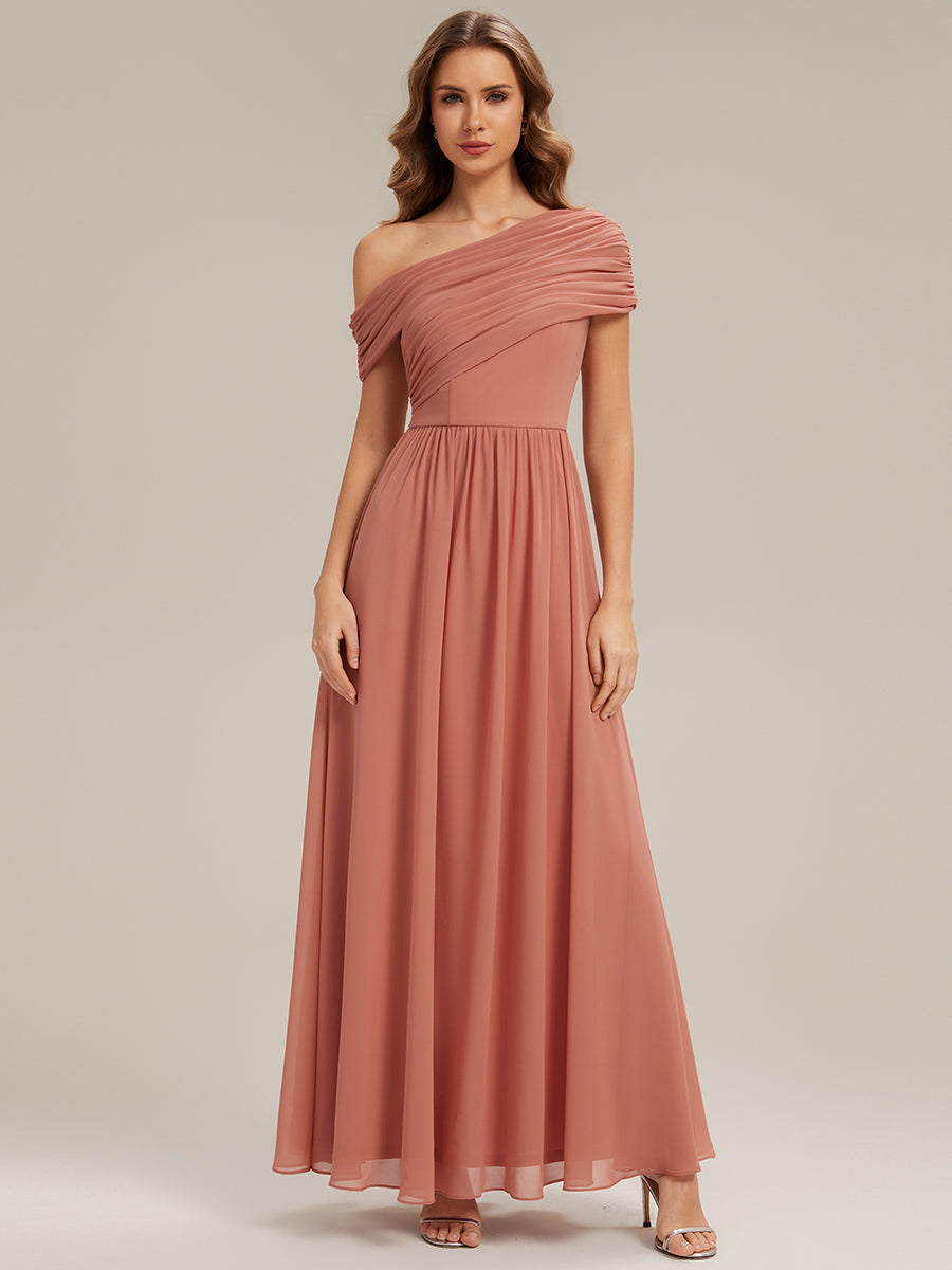 Maxilänge Asymmetrisches A-Linien Chiffon Kleid Mit Raffiniertem Design Für Elegante Anlässe #Farbe_Korallenpink