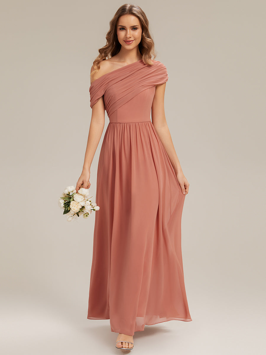 Maxilänge Asymmetrisches A-Linien Chiffon Kleid Mit Raffiniertem Design Für Elegante Anlässe #Farbe_Korallenpink