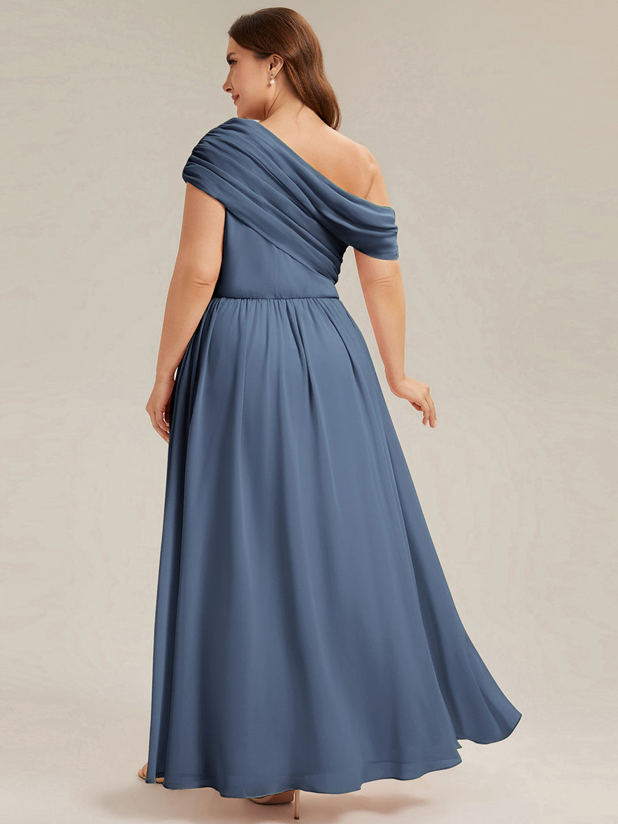 Maxilänge Asymmetrisches A-Linien Chiffon Kleid Mit Raffiniertem Design Für Elegante Anlässe #Farbe_Taubenblau