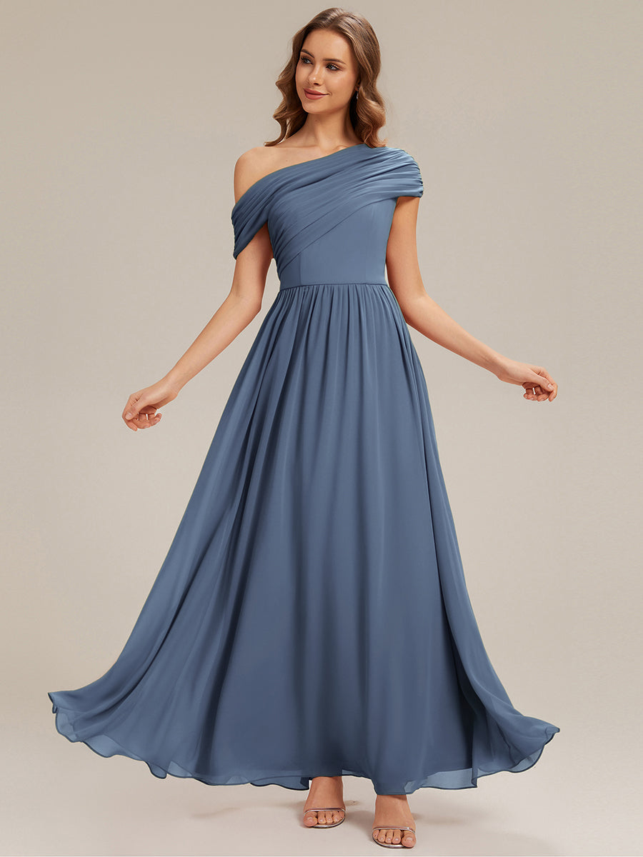 Maxilänge Asymmetrisches A-Linien Chiffon Kleid Mit Raffiniertem Design Für Elegante Anlässe #Farbe_Taubenblau